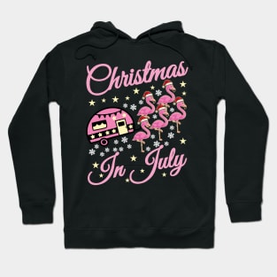 Christmas in July Flamingo Pink Funny Camping Camper Trailer Hoodie